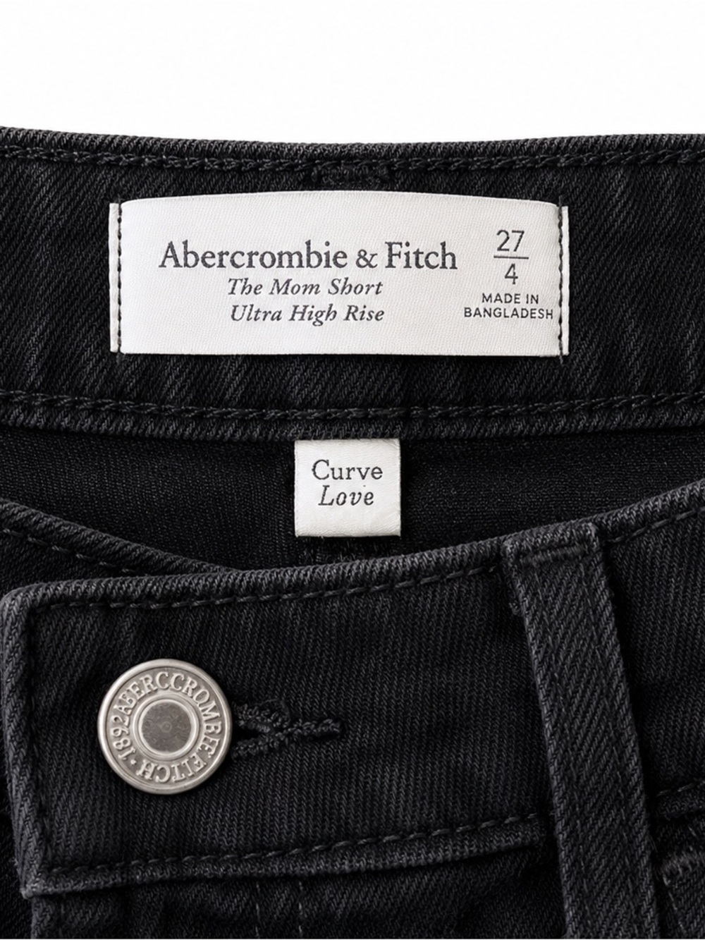 Abercrombie & Fitch Black High-Rise Denim Shorts - Picture 2 of 2